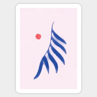 Red sun blue leaf Sticker